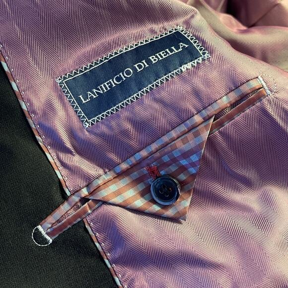 Zanetti Lanificio Di Biella Men's Black Porto Suit Jacket 44L Slim NWT MSRP $395 - Picture 4 of 8